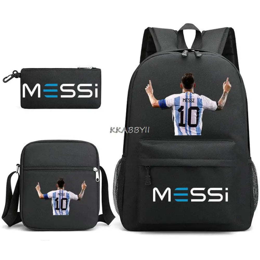 Kit Escolar do Messi Com 3 Peças - Mochila, Bolsa de Ombro e Estojo