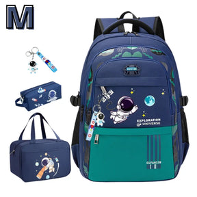 Kit Mochila Escolar Astronauta Ortopédica Azul -1 - M